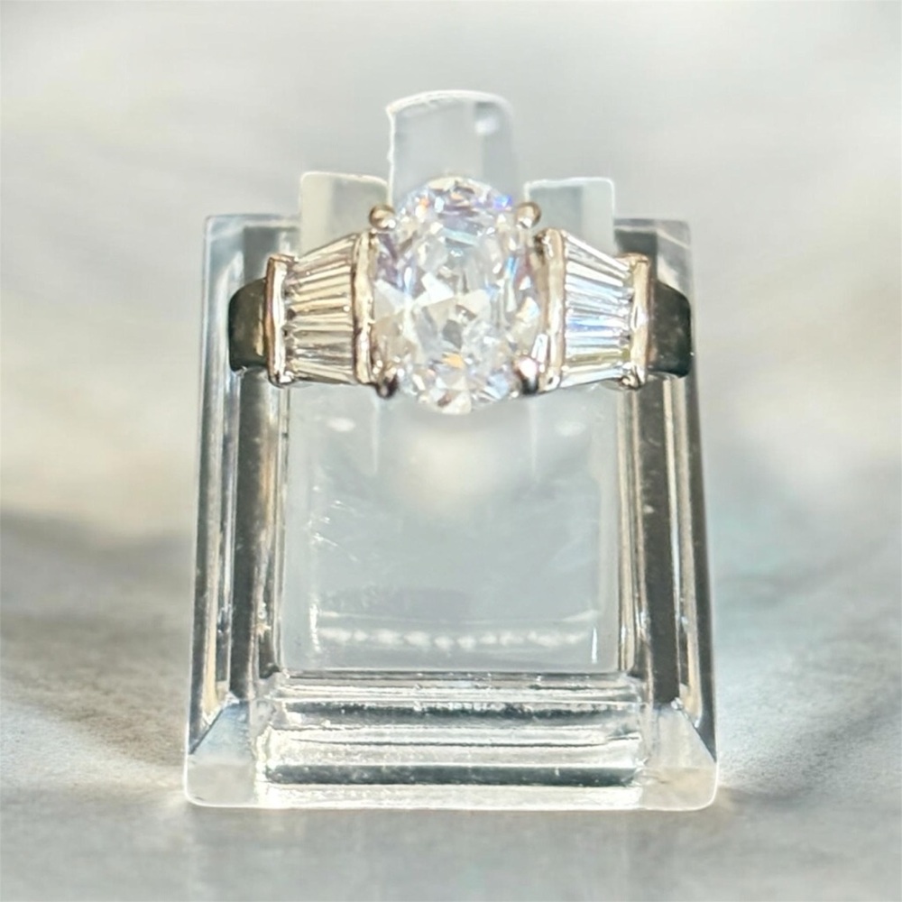 Classic Oval-Cut CZ Three-Stone Ring in Silver
